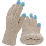 Khakifarbene Strick-Handschuhe für Damen Einheitsgröße für den für den Winter 