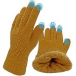 Gelbe Strick-Handschuhe für Damen Einheitsgröße für den für den Winter 