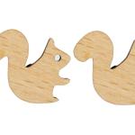 Motiv Holzohrringe mit Eichhörnchenmotiv aus Holz für Kinder 