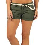 Grüne Geflochtene Eight2Nine Chino-Shorts mit Gürtel mit Reißverschluss für Damen Größe L für den für den Sommer 