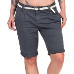 Graue Unifarbene Eight2Nine Chino-Shorts mit Gürtel mit Reißverschluss für Damen Größe XS für den für den Sommer 
