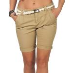 Beige Eight2Nine Chino-Shorts mit Gürtel mit Reißverschluss für Damen Größe XS für den für den Sommer 
