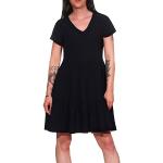 Schwarze Kurzärmelige Eight2Nine Mini V-Ausschnitt Sommerkleider aus Musselin für Damen Größe M für den für den Sommer 