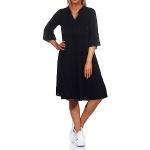 Eight2Nine Damen Viskose Kleid LETN-067 Knielang mit 3/4-Ärmeln Black XL
