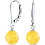 Zitronengelbe Bling Jewelry Runde Bernstein Ohrringe vergoldet aus Silber mit Bernstein für Damen zum Muttertag 