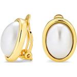 Elegante Bling Jewelry Ovale Perlenohrringe vergoldet aus Gold 14 Karat für Damen 