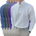 Violette Unifarbene Oversize Langärmelige Langarm-Poloshirts mit Knopf Handwäsche für Herren Größe 5 XL 