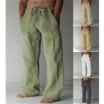 Khakifarbene Unifarbene Baggy-Pants & Baggy-Hosen aus Leinen für Herren Größe 3 XL 