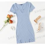 Babyblaue Unifarbene SheIn Bandage-Kleider & Bodycon-Kleider enganliegend für Damen Größe XS für den für den Sommer 