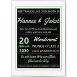 Einladungskarten Hochzeit gleichgeschlechtlich (10 Karten) selbst gestalten, Typografie in Grün - Grün