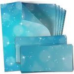 Einladungskarten Manufaktur Hamburg 50 Briefpapier und Briefumschlag SET | Blau Sterne Modern | Papier und Umschlag mit Design-Motiv bedruckt | 90 g/m²