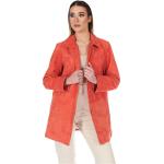 Reduzierte Orange D'arienzo Maxi Lange Lederjacken aus Veloursleder für Damen Größe S 