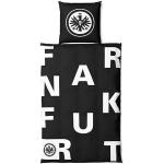 Schwarze Eintracht Frankfurt Bio Wendebettwäsche mit Reißverschluss aus Baumwolle 135x200 2-teilig 