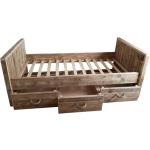 Braune Betten mit Bettkasten aus Holz mit Schublade 90x200 