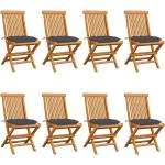 Anthrazitfarbene Quadratische Teakholz-Gartenstühle aus Massivholz klappbar Breite 0-50cm, Höhe 50-100cm, Tiefe 0-50cm 8-teilig 