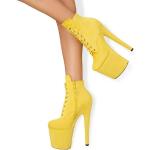 Gelbe Sexy Pfennigabsatz High Heels & Stiletto-Pumps aus Kunstleder für Damen Größe 39 für den für den Sommer 