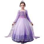 Reduzierte Violette Die Eiskönigin Elsa Prinzessin-Kostüme mit Pailletten aus Baumwolle für Kinder Größe 122 