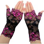 Rosa Blumenmuster Ekakashop Fingerlose Handschuhe & Halbfinger-Handschuhe aus Spitze für Damen für die Braut 