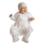 Weiße Kinderfestkleider mit Knopf aus Satin für Babys Größe 56 