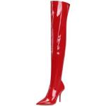 Rote Elegante Ekonika Spitze Pfennigabsatz Damenoverkneestiefel mit Reißverschluss aus Kunstfaser Größe 41 mit Absatzhöhe über 9cm 