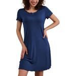 Reduzierte Blaue Kurzärmelige Midi Damennachthemden Größe XL für den für den Sommer 