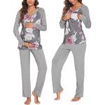 Blumenmuster Casual Rundhals-Ausschnitt Stillpyjamas aus Modal für Damen Größe L für den für den Herbst 