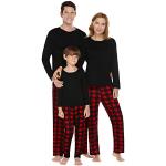Reduzierte Schwarze Karo Pyjamas lang mit Weihnachts-Motiv für Damen Größe XXL Weihnachten für den für den Winter 