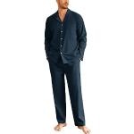 Reduzierte Marineblaue Pyjamas lang aus Baumwolle für Herren Größe M 2-teilig für den für den Winter 