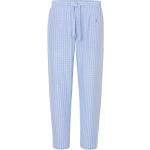 Hellblaue Karo Pyjamahosen lang aus Popeline für Herren Größe XL 