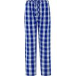 Blaue Karo Pyjamahosen lang aus Popeline für Herren Größe XXL 