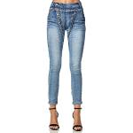 Reduzierte Hellblaue Sportliche Elara Slim Fit Jeans mit Knopf aus Baumwolle für Damen Größe 7 XL 