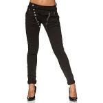 Reduzierte Schwarze Sportliche Elara Slim Fit Jeans mit Knopf aus Baumwolle für Damen Größe XL 