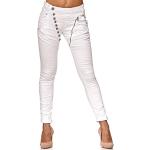 Reduzierte Weiße Sportliche Elara Slim Fit Jeans mit Knopf aus Baumwolle für Damen Größe 4 XL 