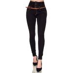 Schwarze Elara Slim Fit Jeans mit Gürtel aus Denim für Damen Größe XS 