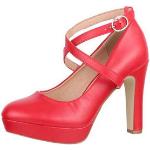 Rote Elegante Runde High Heels & Stiletto-Pumps mit Riemchen in Normalweite für Damen Größe 36 