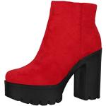 Rote Elara Ankle Boots & Klassische Stiefeletten aus Veloursleder für Damen Größe 40 