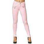 Reduzierte Hellrosa Elara Skinny Jeans mit Knopf aus Denim für Damen Größe XL 