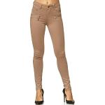 Dunkelbeige Elara Skinny Jeans mit Knopf aus Denim für Damen Größe XXL 
