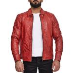 Rote Gesteppte Elara Biker-Lederjacken aus Leder für Herren Größe 5 XL 