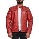Rote Elara Biker-Lederjacken aus Leder für Herren Größe XL 