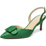 Grüne Elegante Slingback Pumps aus Veloursleder für Damen Größe 38 für den für den Sommer 