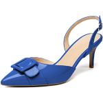 Blaue Elegante Spitze Slingback Pumps aus Veloursleder für Damen Größe 39 für den für den Sommer 