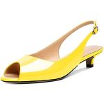 Gelbe Lack-Optik Spitze Slingback Pumps mit Riemchen aus Lackleder für Damen Größe 37 zur Hochzeit 