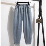 Hellblaue Straight Leg Jeans aus Denim für Damen Größe 5 XL Große Größen für den für den Herbst 