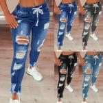 Anthrazitfarbene Sexy Ripped Jeans & Zerrissene Jeans aus Leinen Handwäsche für Damen Größe 5 XL 