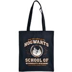Elbenwald Jutebeutel Hogwarts School School Print für Harry Potter Fans Baumwolle blau