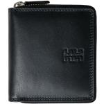 Schwarze Elegante Mini Geldbörsen mit Reißverschluss aus Nappaleder mit RFID-Schutz für Herren klein 