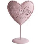 elbmöbel Kerzenhalter 23cm Kerzenständer rosa Metall Herz modern Leuchter Teelichthalter