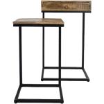 elbmöbel Telefontisch 2-Set Beistelltisch Holz Metall Schublade rustikal