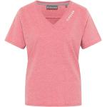 Reduzierte Pinke Melierte Elbsand V-Ausschnitt V-Shirts aus Baumwolle für Damen Größe L 